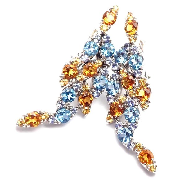 Authentic! Pasquale Bruni Ghirlanda 18k Gold Sapphire Topaz Citrine Earrings - Picture 1 of 7